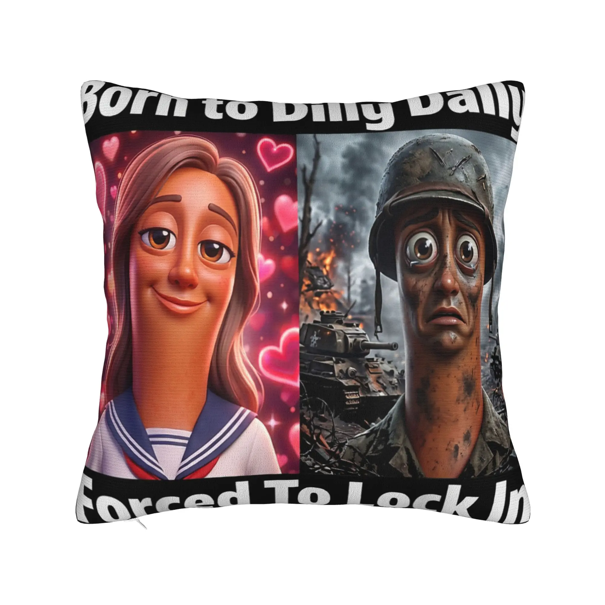 Pillow Cover Born to Dilly Dally Forced to Lock in Tung Tung Sahur  Novelty Pillow Case For Sofa Car Home Decor Pillowcases