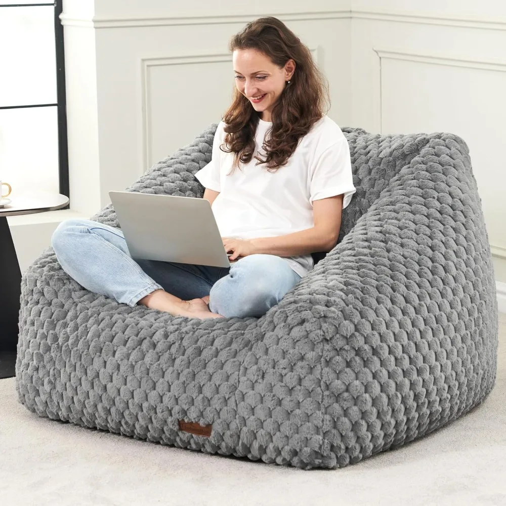 Bean Bag Chairs for Adults Bean Bag Sofa Chair with High Density Memory Foam Bean Bag Chair Lazy Chair with Armrest, Adult Beanb