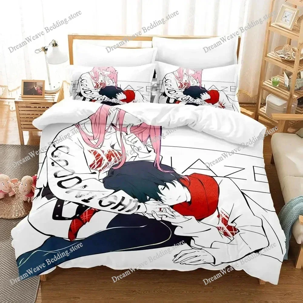 Darling in The Frank XX Bedding Sets Japan Anime Game Figure 3D Printed Duvet Cover Sets Twin Queen King Single Size BedclothesF