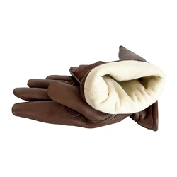 Guantes de trabajo térmicos y fríos para hombre y mujer, de cuero de vaca, forro polar para motocicleta, marrón, invierno, por OLSON DEEPAK