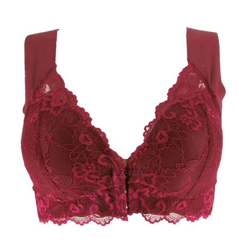 Reggiseno con chiusura frontale con pizzo floreale elasticizzato 5D modellante reggiseno senza cuciture Push Up intimo a copertura totale per coppa grande CSV