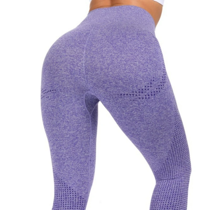 Seamless Jacquard Tight Fit Women's Fitness Pants High Waist Hip Lift Abdominal Pull Up Outdoor Running Quick Dried Yoga Set