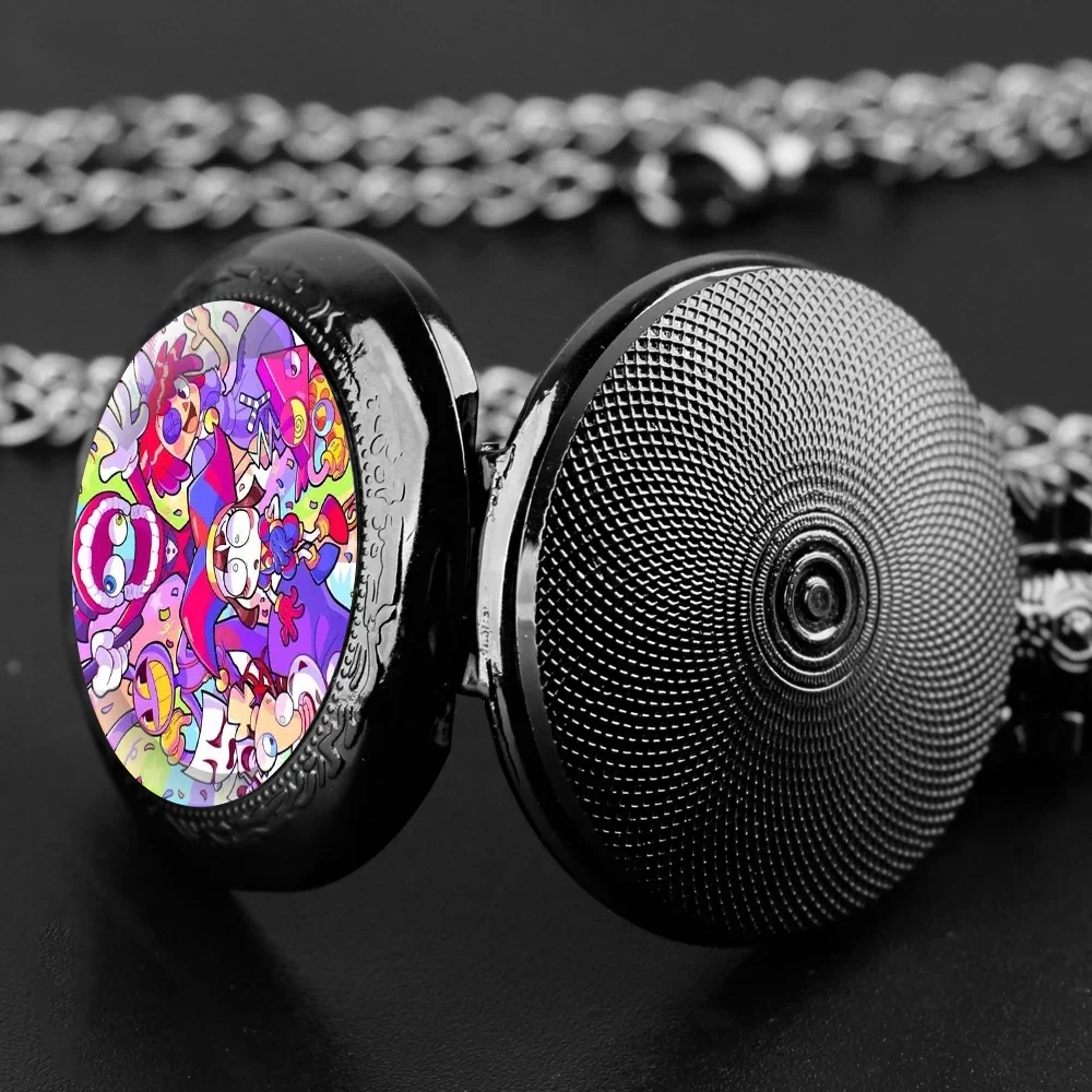 The Amazing Digital Circus Glass Dome Pocket Watch with Chain Necklace Vintage Quartz Pendant Watches Mens Women Gift