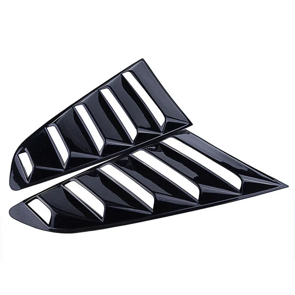 For Ford Mustang 2015-2020 Car Rear Louver Window Side Shutter Cover Trim Sticker Vent Scoop ABS Carbon Fiber Black Accessories