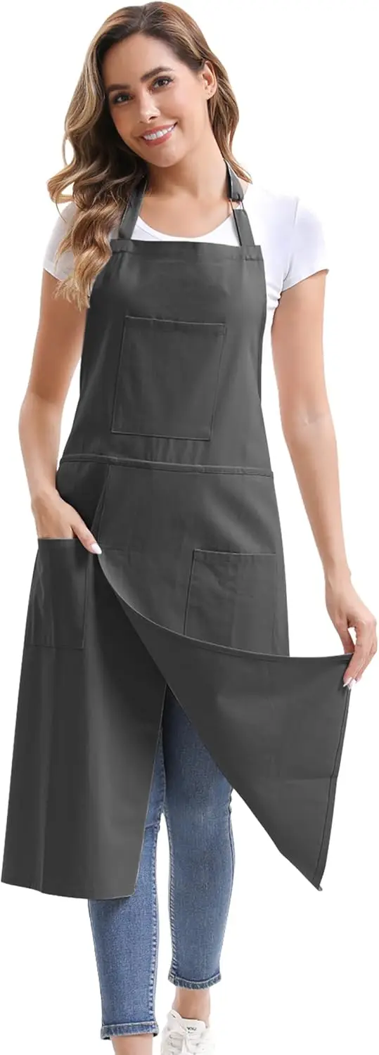 

Pottery Apron Split Leg Long Artist Painting Apron with 3 Pockets & Adjustable Buckle for Ceramic Wheel DIY Art