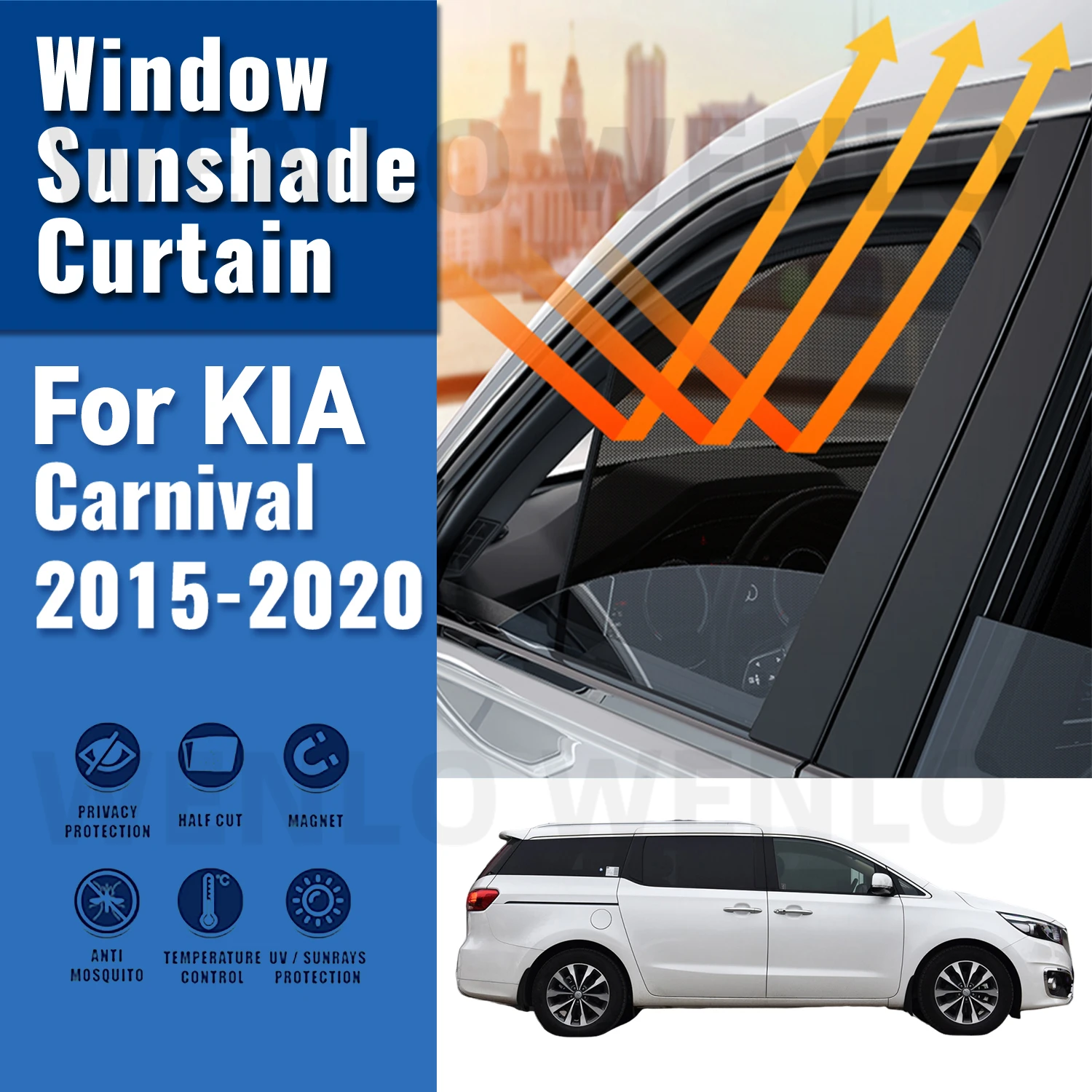 

For KIA Carnival SEDONA YP 2014-2020 Magnetic Car Sunshade Customized Side Window Curtain Sun Shield Visor Front Windshield