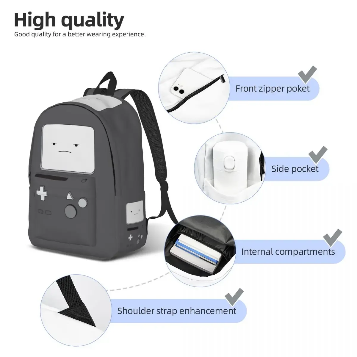 A-Adventure Time Bmo dla nastolatków Student School Bookbag Canvas Daypack Elementary High College Torby podróżne