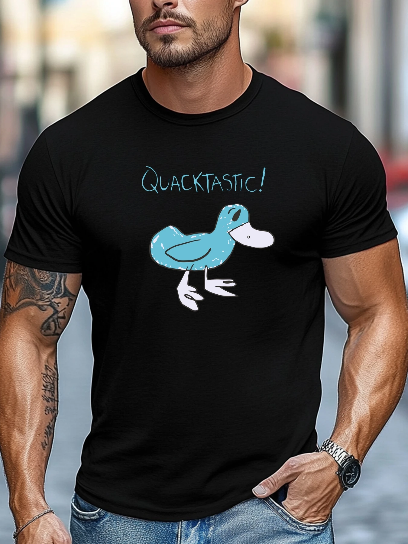 

Крутая футболка для мужчин QUACKTASTIC! Печать узор лето с коротким рукавом ежедневные топы