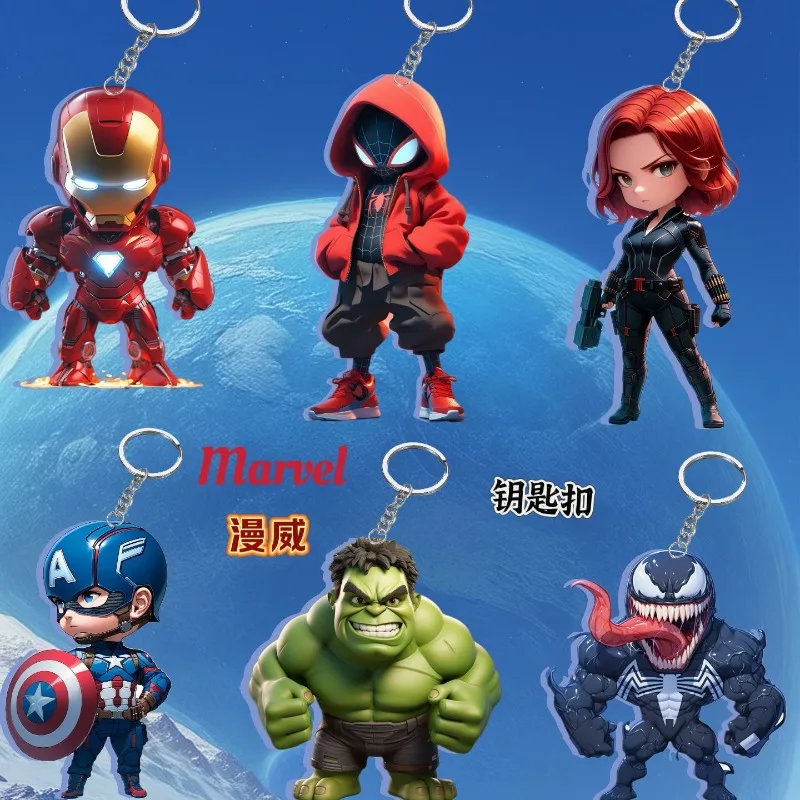 Marvel Мстители акриловый трендовый брелок аниме периферийные устройства мультфильм Железный человек кулон Человек-паук Веном Халк периферийные устройства оптом