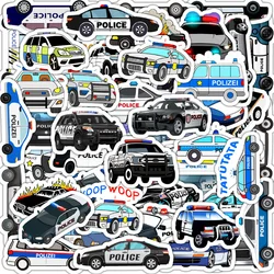 50pcs Kid Cartoon Police Car Stickers For Phone Laptop Guitar Stationery Craft Supplies Sticker Vintage Scrapbooking Material