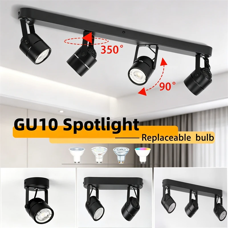 GU10 Spotlight Led Ceiling Track Light 110-220V 3 Color Dimmable Ceiling Lamp Spot Lights For Kitchen Living Room Home