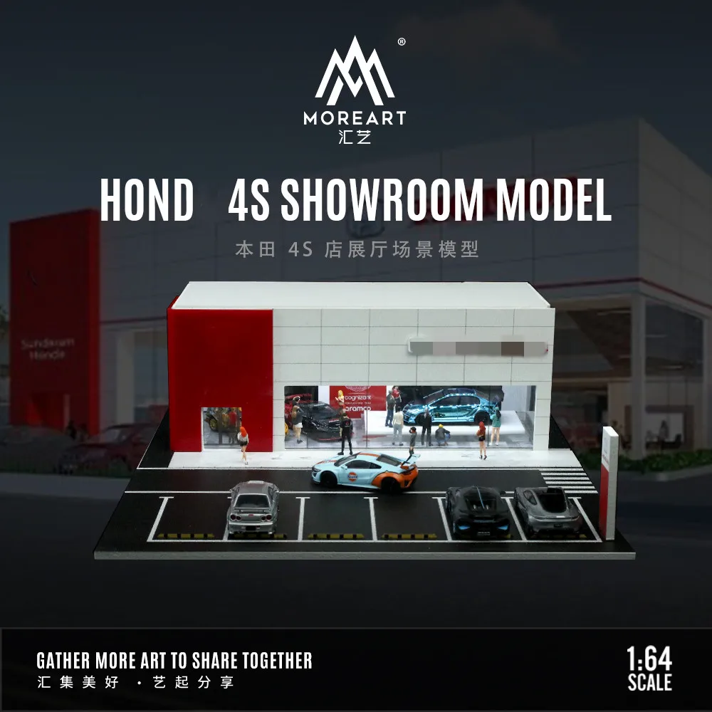 MOREART 1/64 Hond 4S Shop 자동차 쇼룸 조명 버전 어셈블리 디스플레이 장면 세트