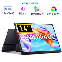 VCHANCE 14'' Portable Monitor QHD Metal Frame 2240*1400p 16:10 100%DCI-P3 Office Travel Display for PC Xbox Switch ps5 Macbook