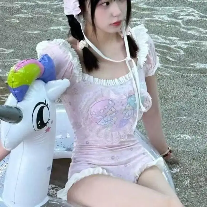 

Купальник Sanrio Little Twin Stars: Сексуальное кружевное бикини в японском стиле для девушек, хит продаж, новинка для пляжа, модный тренд весны