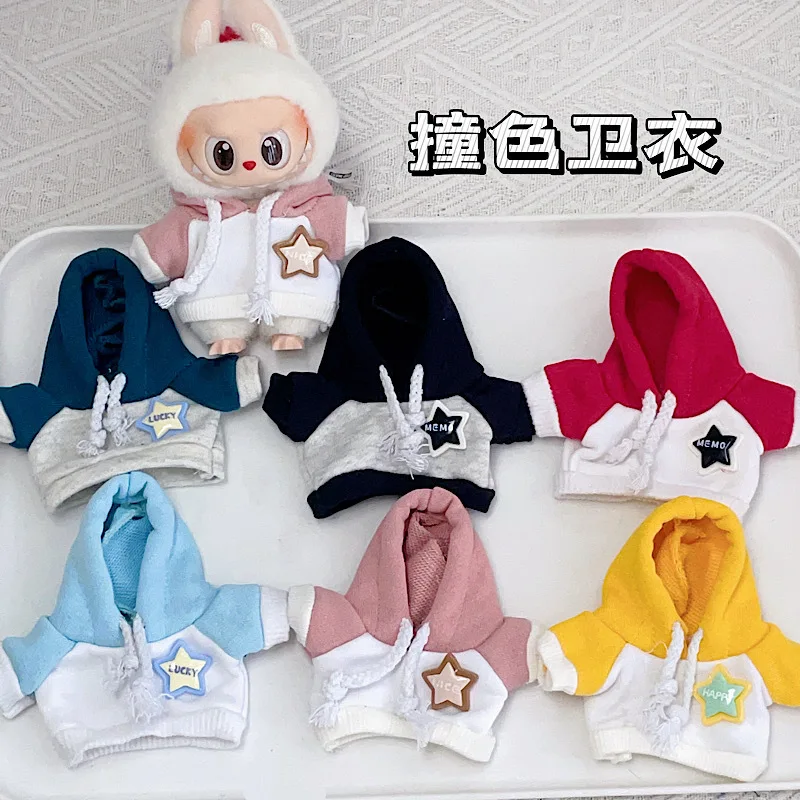 

Labubu 1st/2nd/3rd Gen Colorblock Pullover, Pink Black White Hoodie Outfit for 17cm Vinyl Doll (Clothing Only)