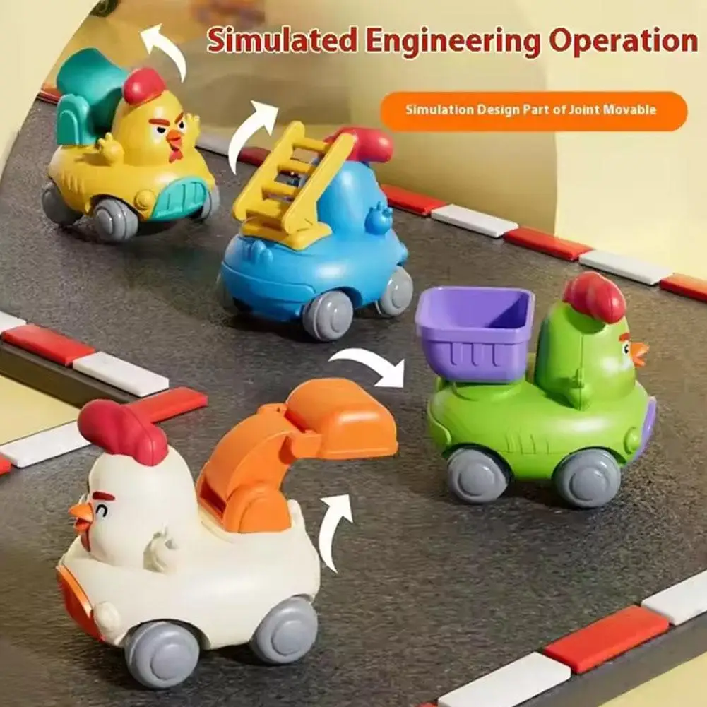 Trek auto traagheidsvoertuig terug, schattig cartoon bouwtechniek vrachtwagen speelgoed, mini wrijving power model auto voor kinderen cadeau