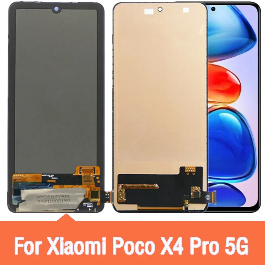 AMOLED Screen for Xiaomi Poco X4 Pro 5G 2201116PG Lcd Display Digital Touch Screen for Poco X4Pro LCD