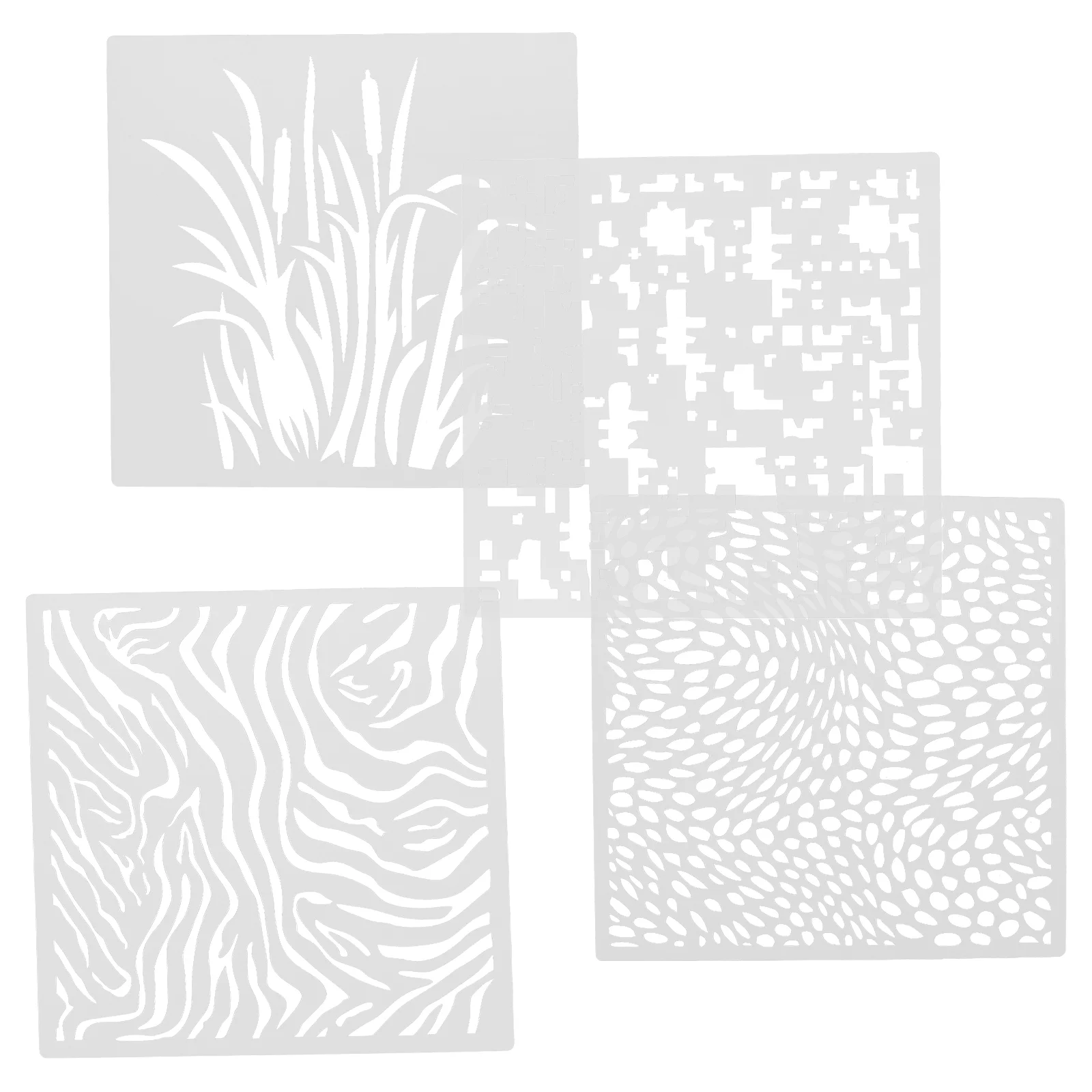 

4 Pcs Tile Stencil Camouflage Template DIY Painting Stencils Multi-function Drawing Plastic Multifunction Pattern White