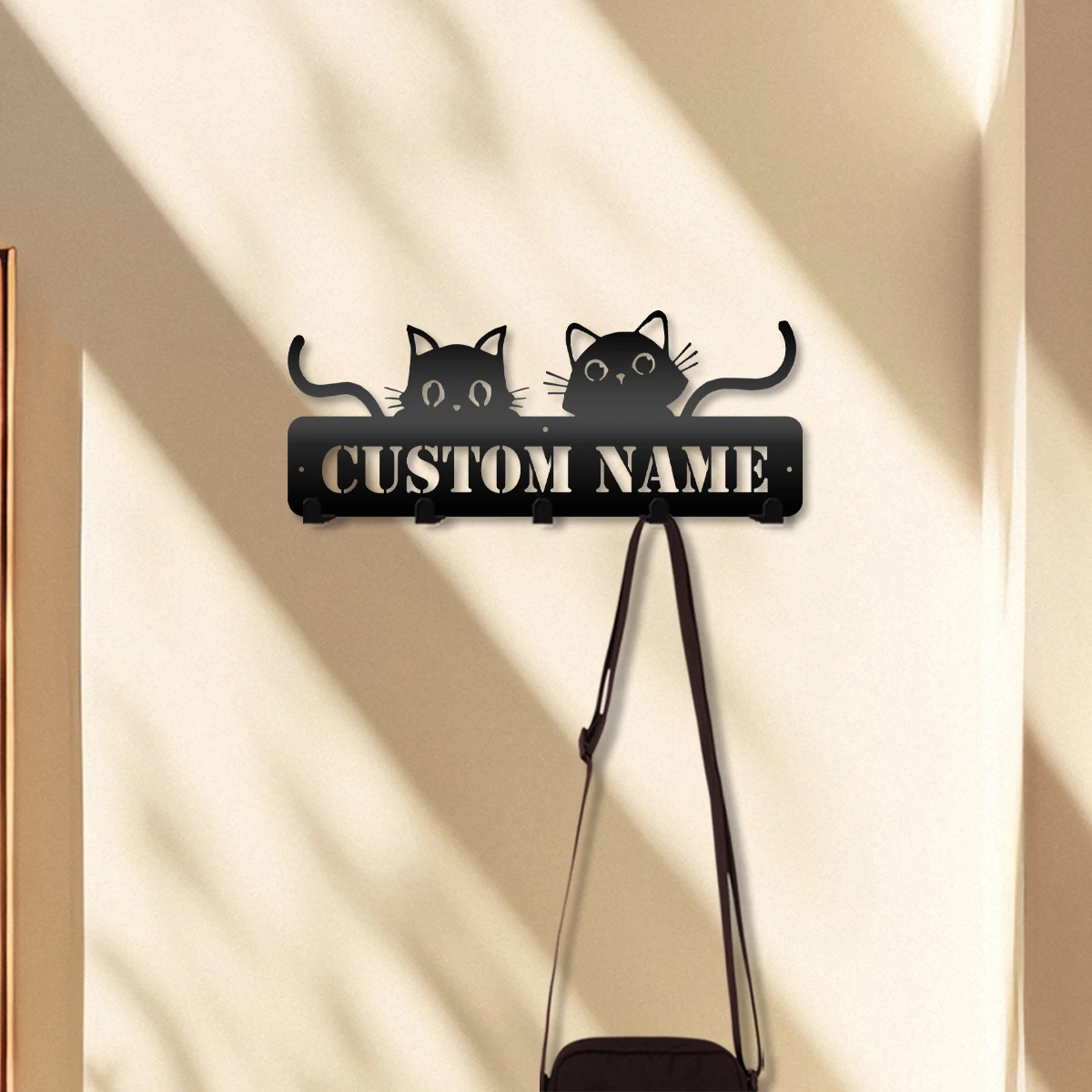 

1pc kitten cute funny Customized Name Metal Key Holder Metal Rack For Corridor Foyer