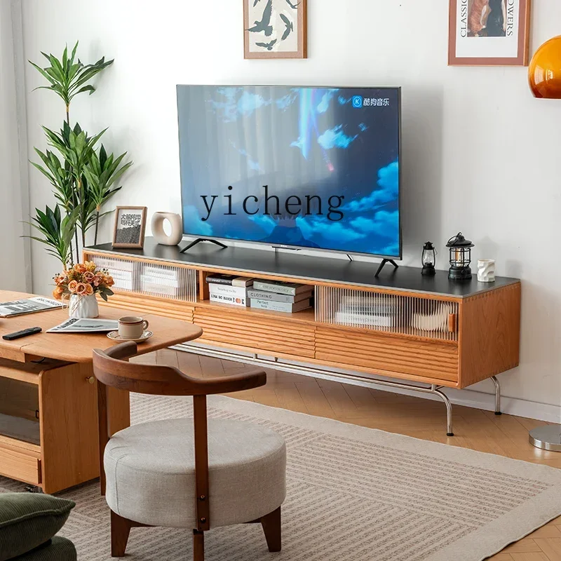 خزانة تلفزيون من الخشب الصلب بالكامل AA، شقة منزلية صغيرة، غرفة معيشة، خزانة تلفزيون معلقة جديدة وبسيطة
