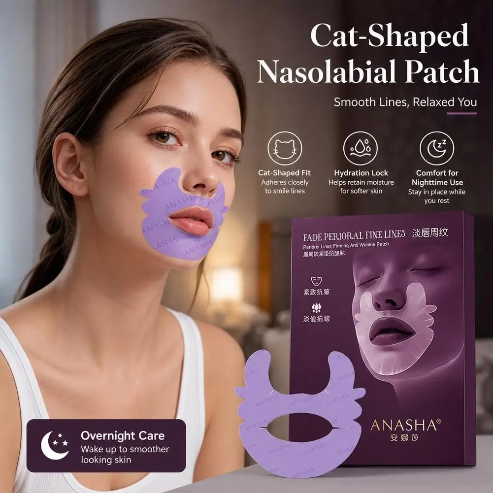 Cat Nasolabial Fold Patches Fade Perioral Fine Lines Lift Firm Hydrogel Anti Wrinkle Mask Skin Care
