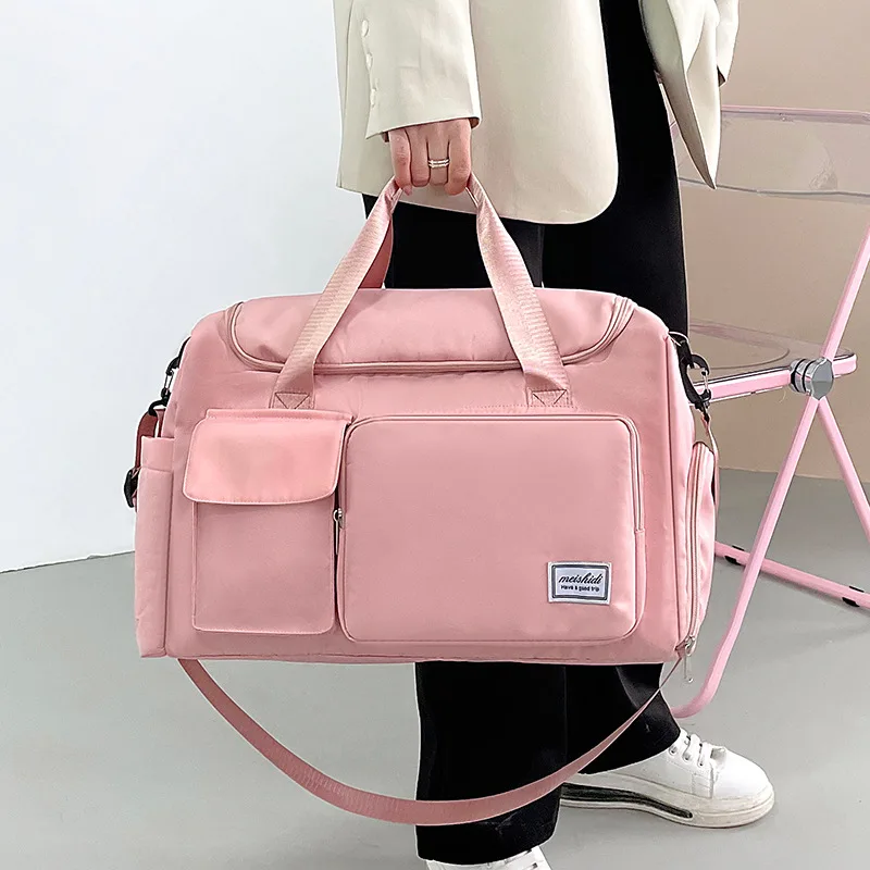 Waterproof Weekender Travel Duffel Bag for Women, Foldable Gym Handbag with Shoulder Strap & Multi Pockets for Short Trip Sports