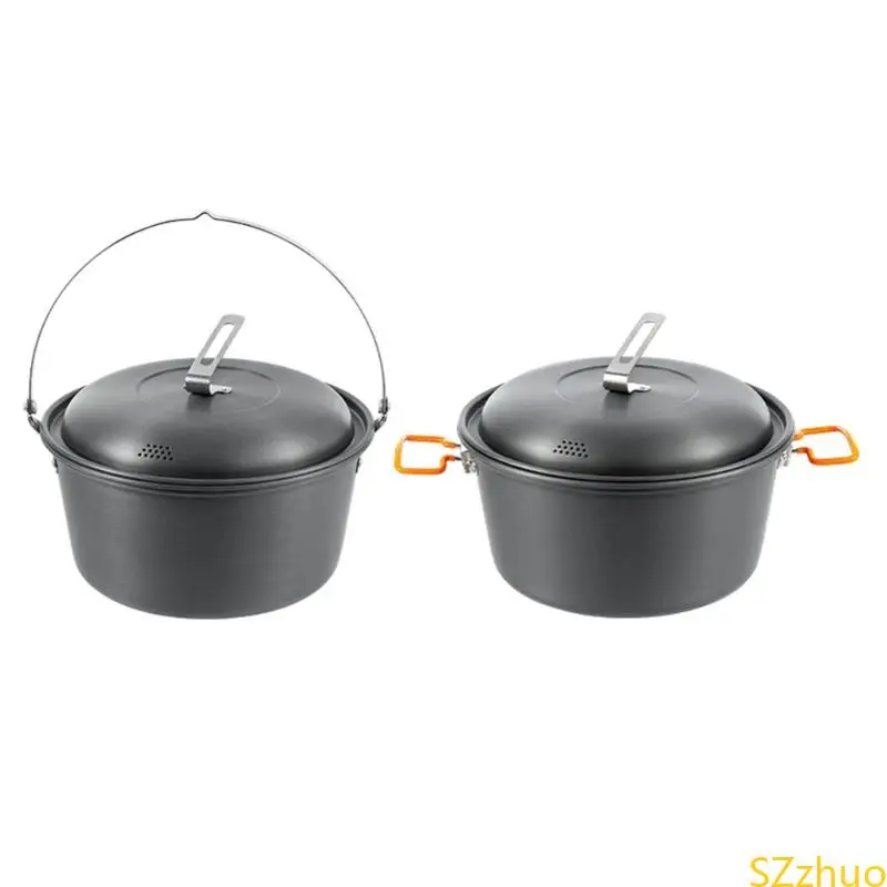 

Outdoor Cookpot 4.5L Aluminum Alloy Camping Cookware Camping Hanging Soup Pots