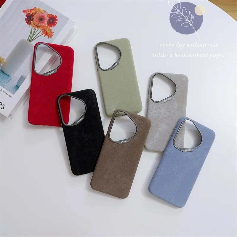 غطاء جلدي عتيق فاخر لهاتف ذكي ، ألياف فائقة الدقة ، حافظة خلفية مغناطيسية ، شحن لاسلكي magafe ، هاتف ذكي Pura Pro ، 70 #6