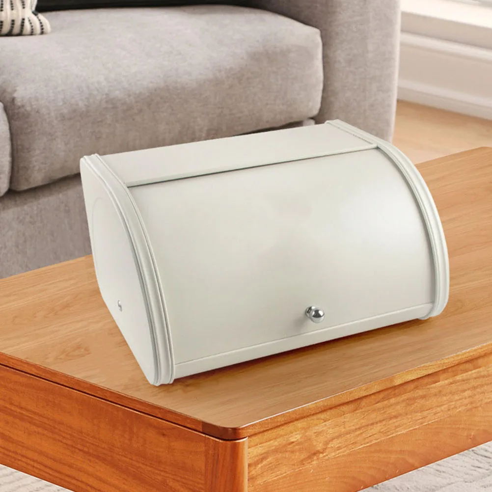 

Roll Top Bread Box Metal Storage Bin with Cover for Kitchen Countertop Bread Storage Organizer Farmhouse Style Container