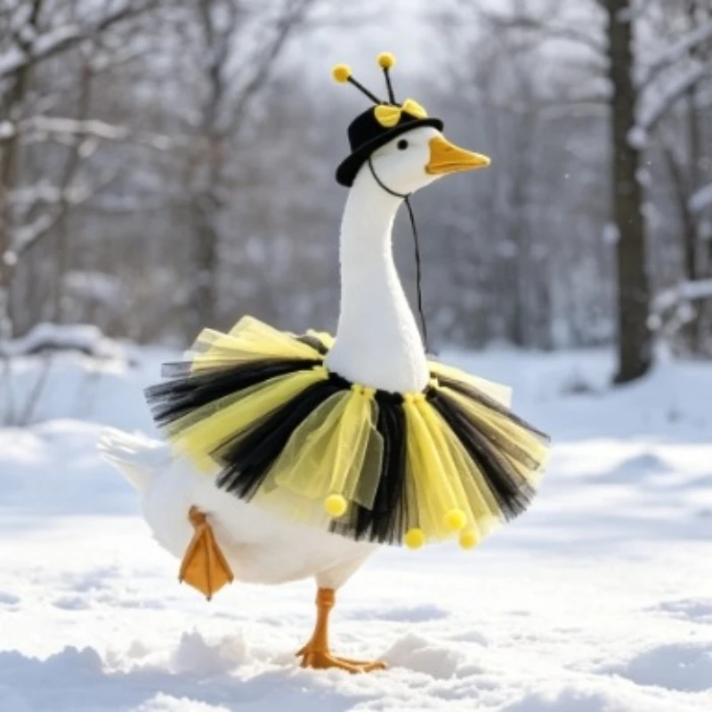 Outdoor Statue 23 Inch Cement Goose Bee Dress Cute Garden Prop Easy to Wear for Photoshoot Themed Party