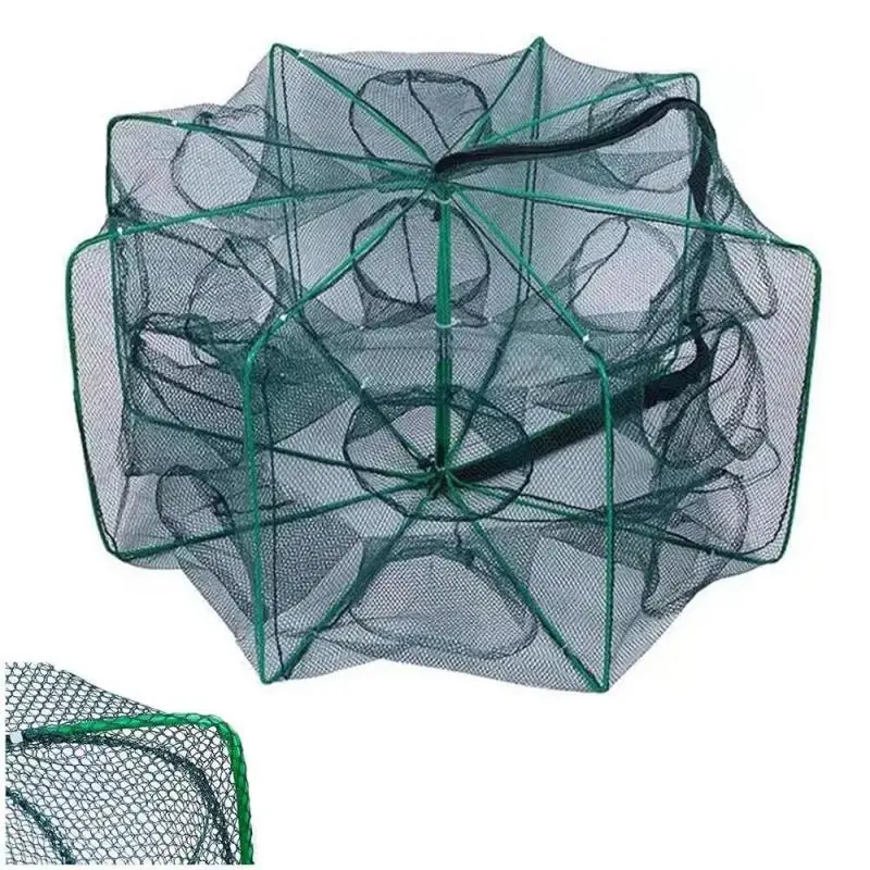 

Fishing Net Mesh Folded Hexagon Octagon 8 Hole Hand Fishing Net Casting Nets Crayfish Shrimp Catcher Tank Trap Cage Mesh Tool