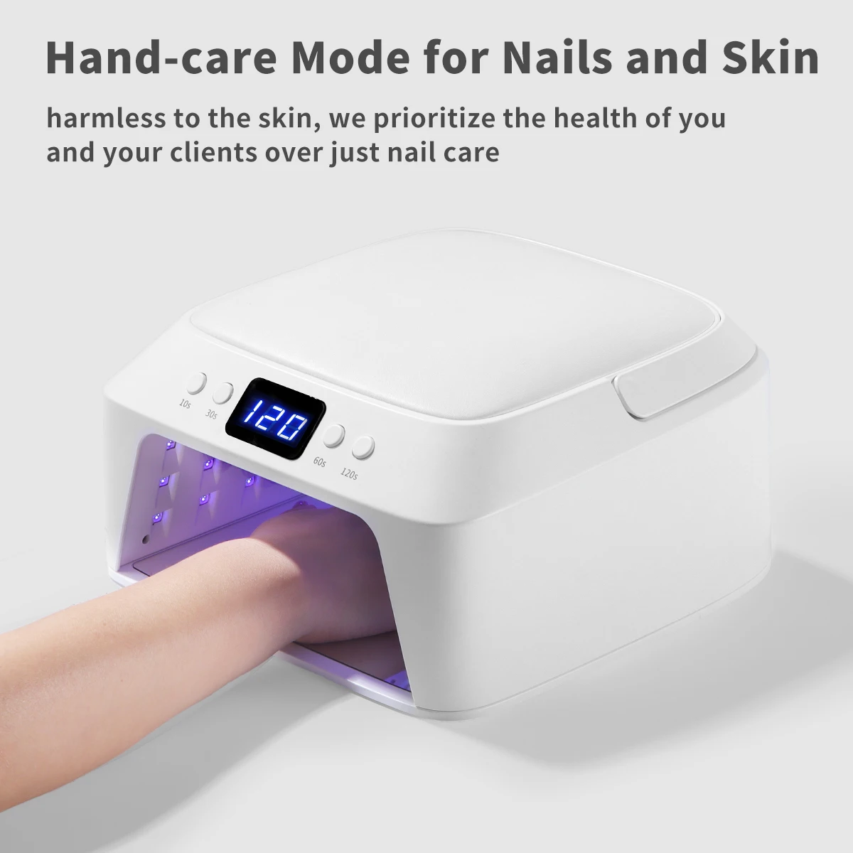Lampada per unghie professionale a LED UV con bracciolo - Maniglia portatile di grande spazio Doppio display anteriore e posteriore Asciugatura rapida per smalto gel