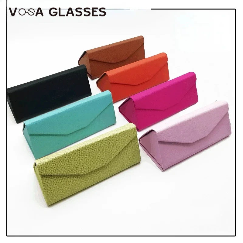 

Simple Foldable Triangular Leather Hard Case for Glasses Eyeglass Sunglasses lens container Box Purse Eyewear Accessories