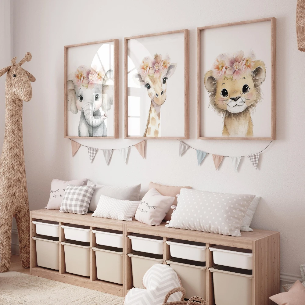 Baby Girl Nursery Wall Art Set - Baby Nursery Animal Prints avis et prix