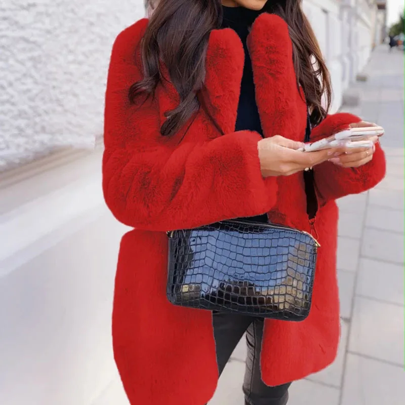 2023 New Winter Women Thick Warm Faux Fur Coat