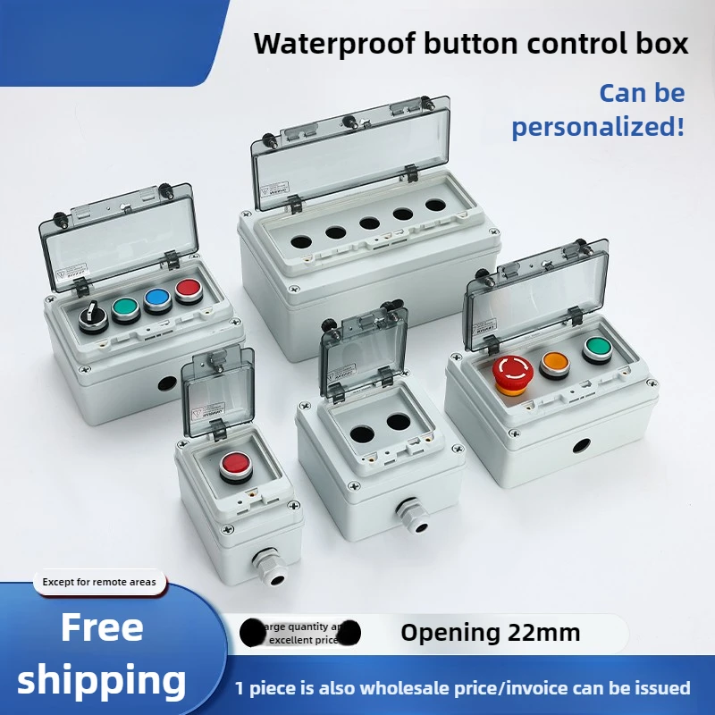 Outdoor Waterproof Button Box Control Box with Transparent Protective Window Cover Emergency Stop Start Stop Junction Box