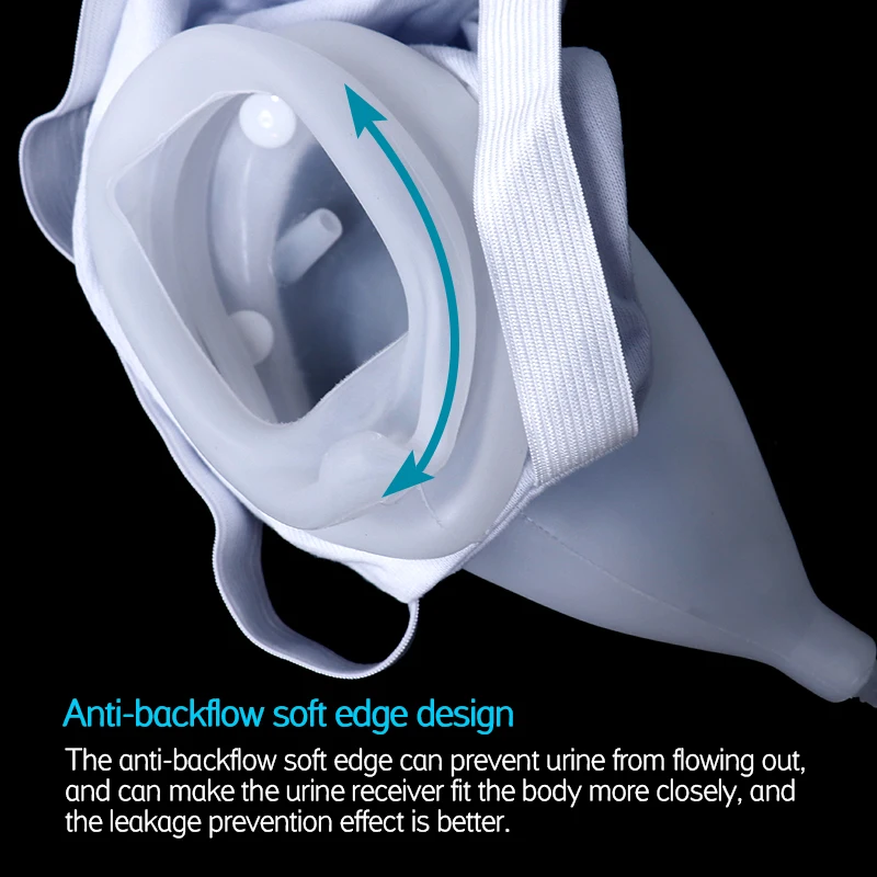 Medical Silicone Urinal 1000ml Spill Proof Urine Collection Bag With Catheter Adult Elderly Men Female Bedridden Patient Toilet