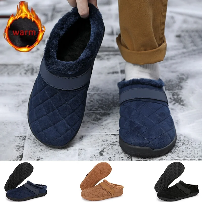 Couple Home Plush Cotton Slippers Couple Warm BareFoot Slides Winter Men's Women's Warm Cotton Shoes Bedroom Home Plush Shoes