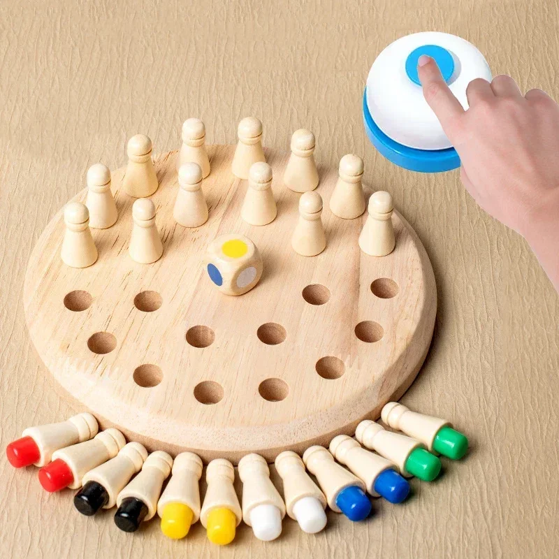 Montessori brinquedo educativo de madeira memória jogo vara xadrez cor jogo tabuleiro quebra-cabeças habilidade cognitiva aprendizagem brinquedos para crianças