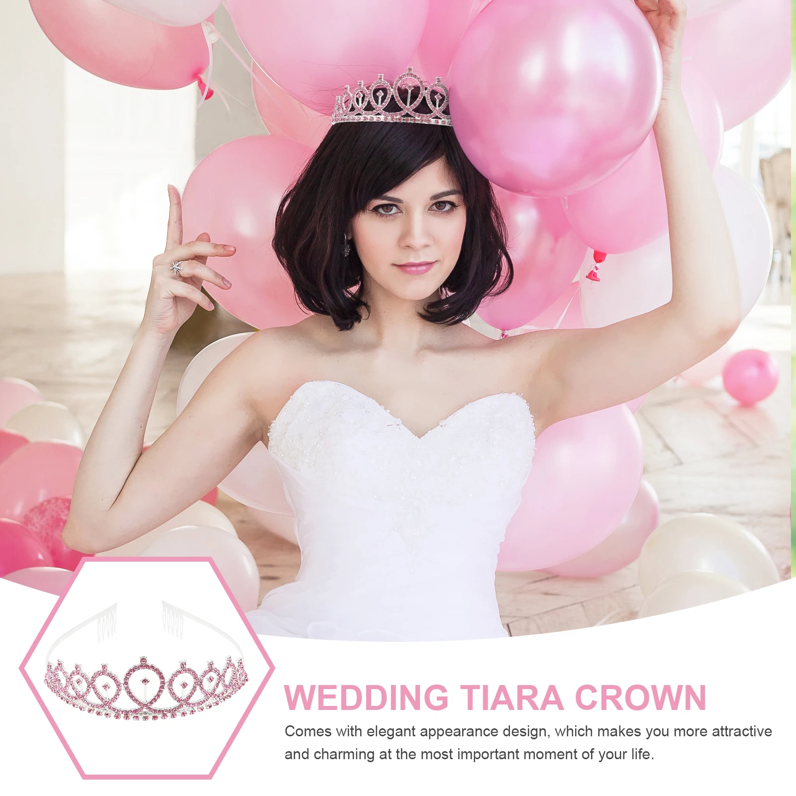 

Zinc Alloy Bride Crown Wedding Headdress Rhinestone Comb Lightweight Comfortable Elegant Tiara Bridal Party Accessories Hair
