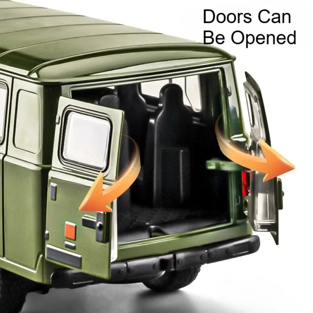 โมเดลรถรัสเซีย UAZ TRAVELER ขนาด 1:18 ของเล่นรถโลหะผสม ตัวถังโลหะ แบบหล่อขึ้นรูป มีเสียงและไฟ สำหรับเด็ก ของขวัญ