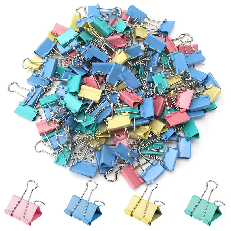 5-50 pçs clipes de pasta de metal arquivo colorido clipe de papel multiuso papelaria clipe de escritório em casa escola clipe de cauda longa 15/19/32/51mm