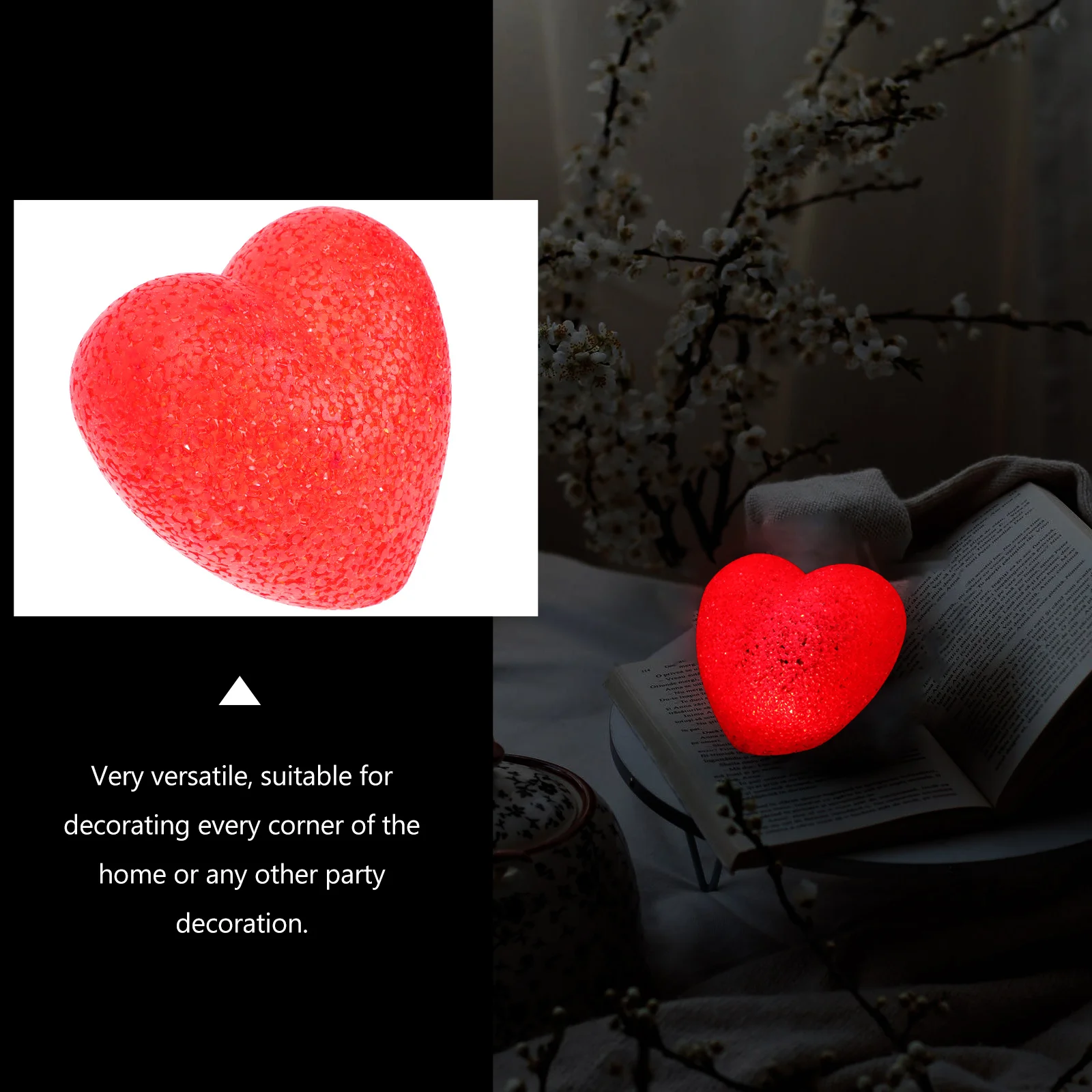 

Heart Shaped Rice Grain Night Light 8cm Red LED Valentine Decor Bedroom Table Lamp Romantic Gifts Home Garden Party Christmas