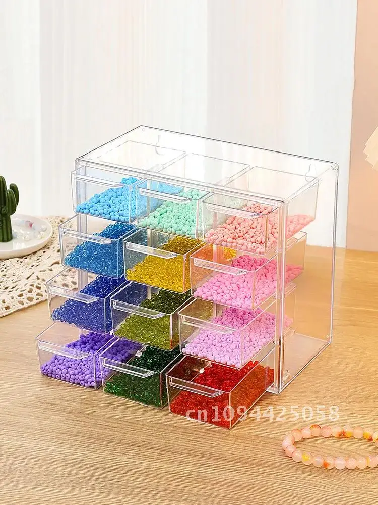 Beads Storage Box DIY Material Hand-Stringed Loose Beads Jewelry Ring Box Drawer Transparent Nail Art Decoration Storage Box