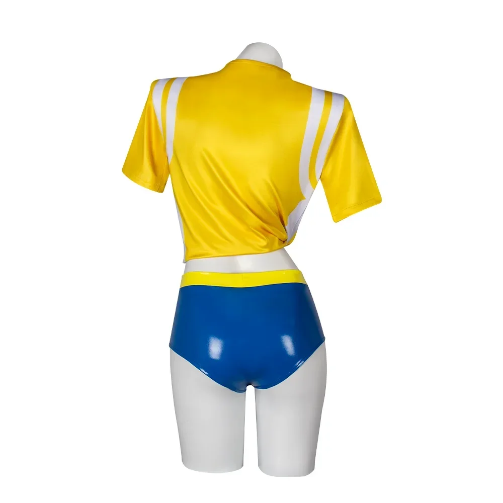 Football Cheerleader Cosplay High School Women Crop Top Shiny High Cut Shorts Stage Performance Bar Club Halloween Cosplay - view 5