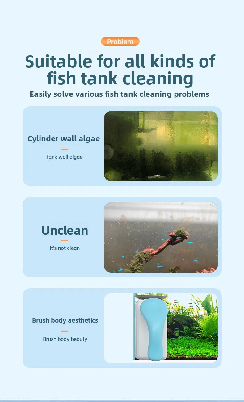 Aquarium Glas Aquarium Algen Schaber Reiniger Starke Magnetische Schwimmende Saubere Bürste Aquarium Schaber Fenster Reiniger Werkzeuge – Detail 4