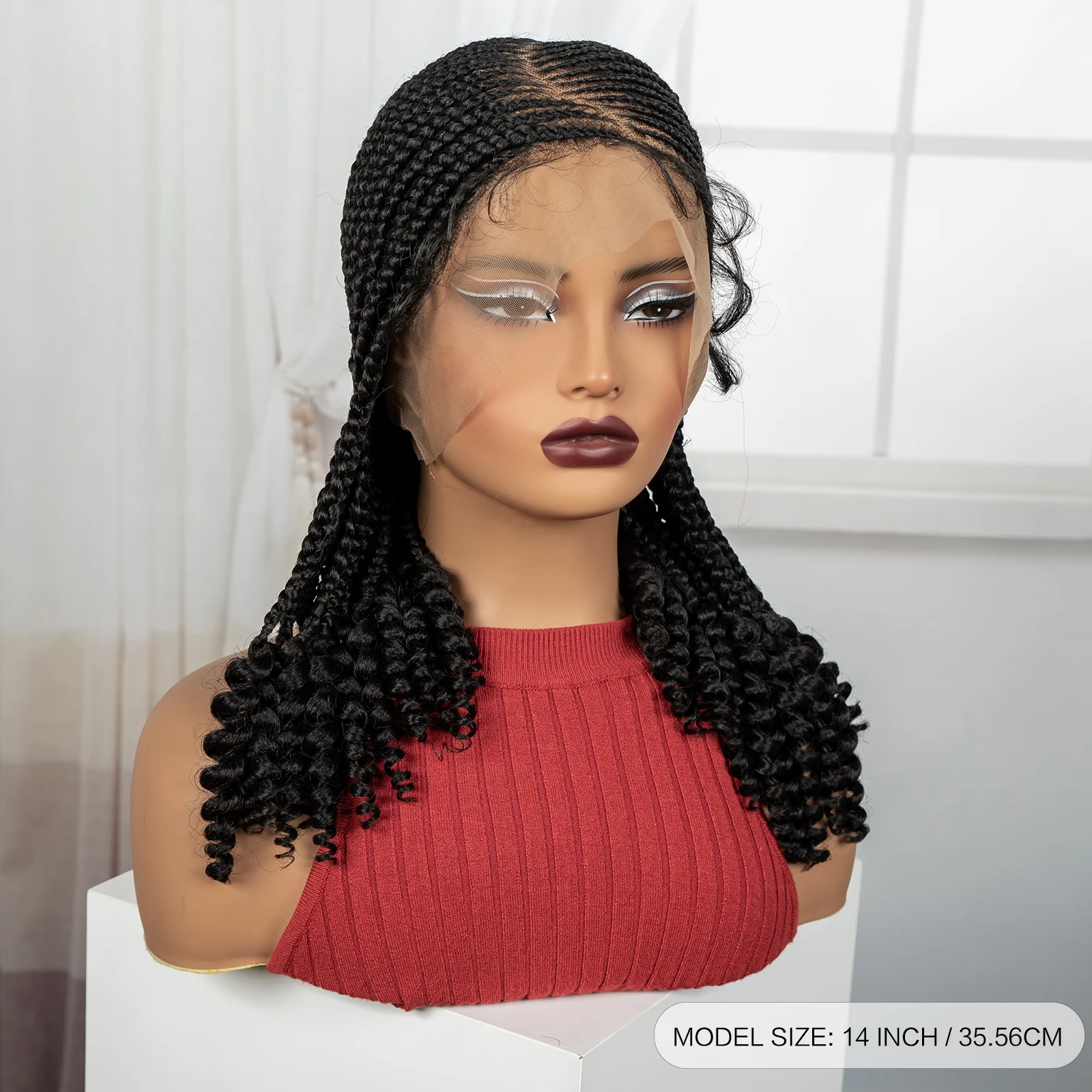 Short Ombre Cornrow Braided Wigs 14inch Synthetic Full Lace Kontless Braided Wigs Lace Frontal Braided Lace Wigs for Black Women