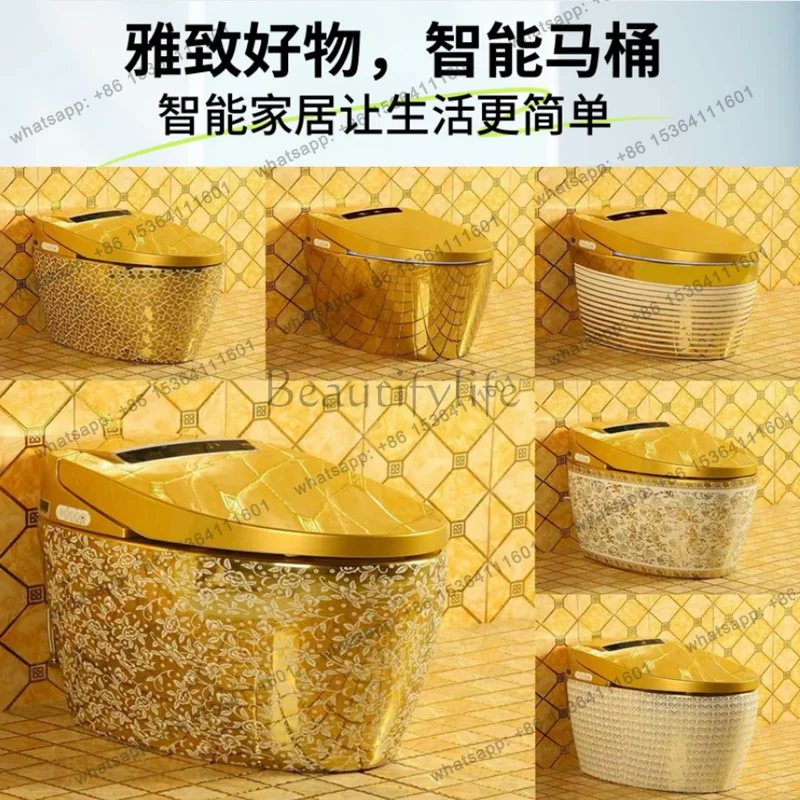 Household gold smart toilet integrated no water pressure voice automatic flip instant toilet