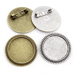 New Fashion 5pcs/Lot 25mm Inner Size Retro Series Antique Silver Plated and Bronze Brooch Baroque Style Cabochon Base Setting