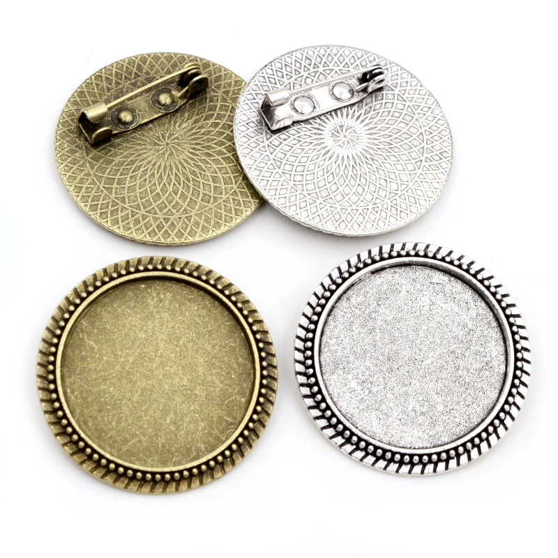 Nowe mody 5 sztuk/partia 25mm wewnętrzna rozmiar Retro serii antyczne posrebrzane i brąz broszka barokowy styl Cabochon baza ustawienie